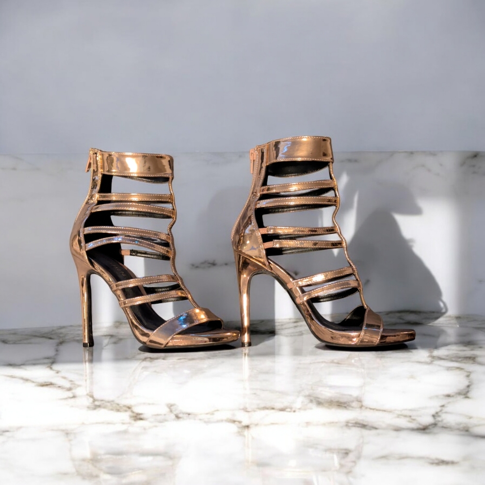 Fashion Nova Metallic Gold Strappy Heels